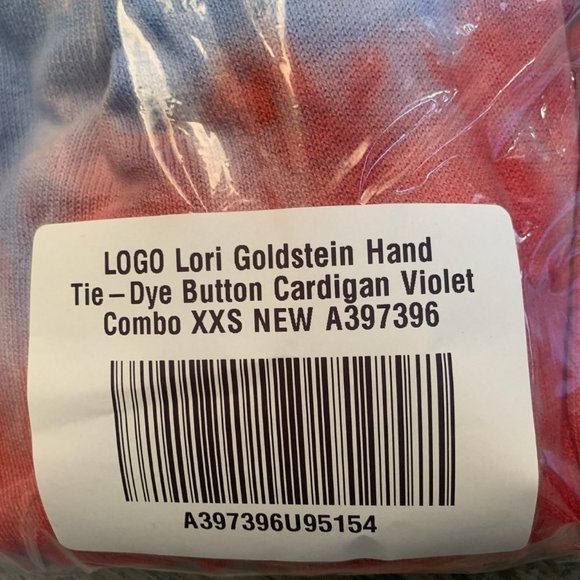 NWT LOGO LORI GOLDSTEIN HAND TIE-DYE BUTTON CARDIGAN SWEATER VIOLET COMBO XXS - Picture 8 of 9
